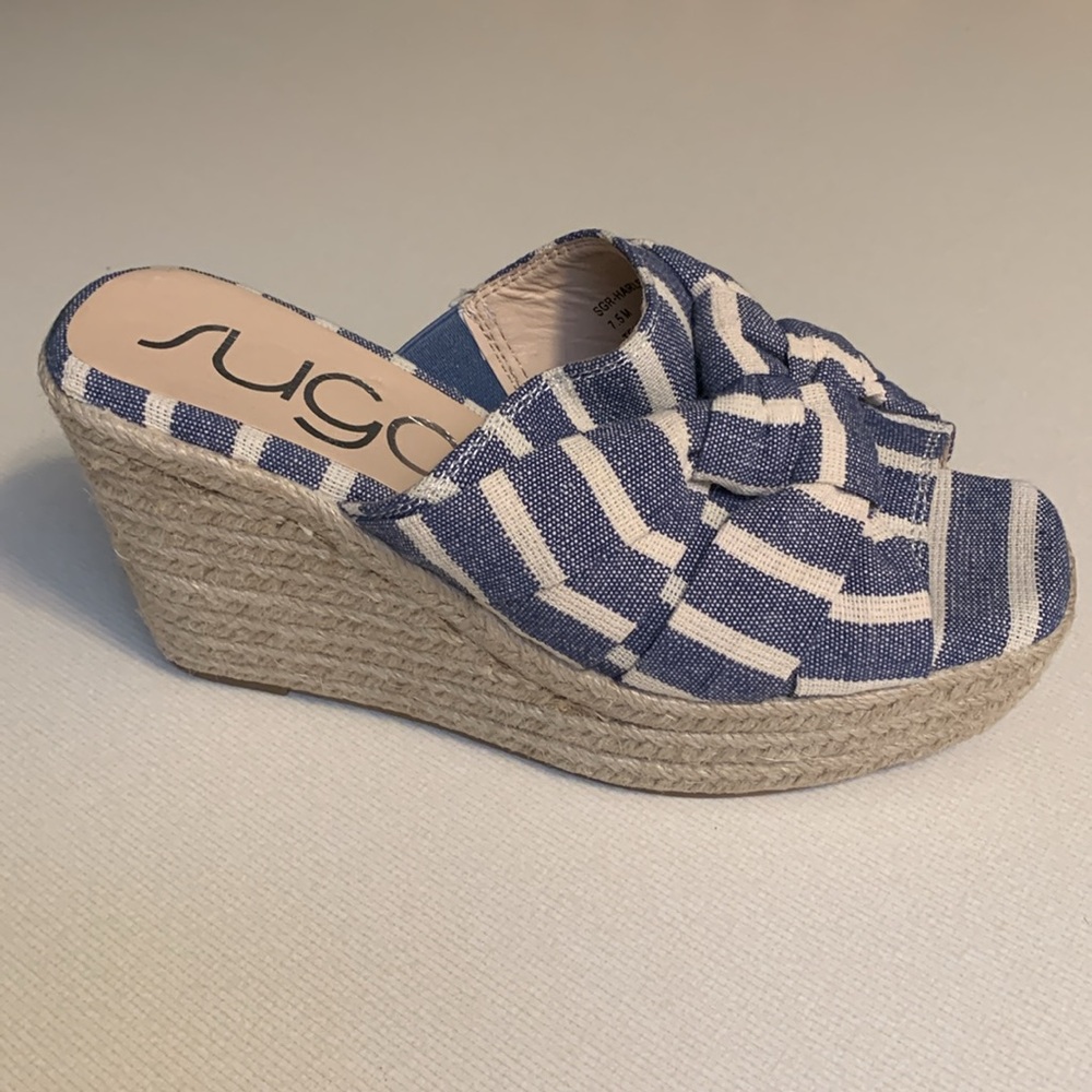 Sugar Platform Denim striped Shoes NWOT